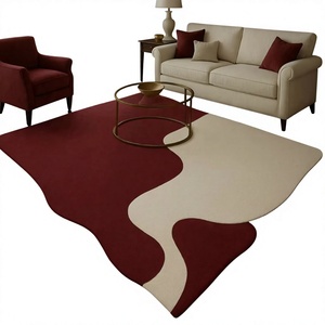 Tapis en laine tufté à la main, laine de Nouvelle-Zélande, motif géométrique moderne, résistant aux taches, antidérapant, à poils ras, pour usage domestique - Product Image 1