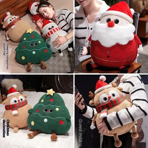 Dibujos animados Navidad Santa almohada lindo muñeco de nieve alce cojín de felpa Super suave sofá decoración para el hogar ambiente de vacaciones - Product Image 4