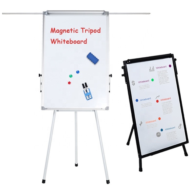KBW Standard Retractable Whiteboard Stand Flip Chart Easel for School and Office 100*70cm White/Black/Green 15mm Thick