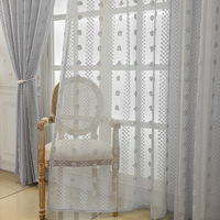 Voilage jacquard gaufré américain à rayures verticales transparentes pour salon et chambre à coucher