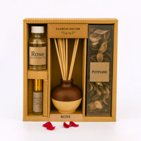 Coffret Cadeau Luxe Rose Écologique pour la Maison : Bougie en Céramique, Diffuseur et Huiles de Pot-pourri – Décoration Élégante