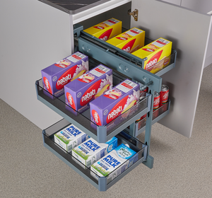 Alandwares - Organizador <span class=keywords><strong>de</strong></span> <span class=keywords><strong>Esquina</strong></span> Mágico Universal para <span class=keywords><strong>Cocina</strong></span>, 2 Niveles, Extraíble, Resistente al Agua, Cesta Metálica para Almacenamiento en Gabinetes, Deslizable para Esquinas Ciegas - Product Image 3