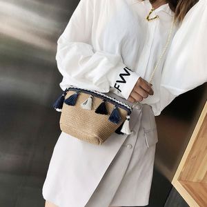 New 2019 Straw Bag Women Summer Casual Bucket Tote Tassel <b>Chain</b> Shoulder Beach Bag for Teenage Girls Bohemia Beach <b>Handbag</b> - Product Image 5