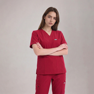 Conjuntos de Uniformes Médicos, Cuello en V, Manga Corta, Pantalones Jogger, Múltiples Bolsillos, 62% Rayón, 32% Nailon, 6% Elastano, Tela Elástica - Product Image 3