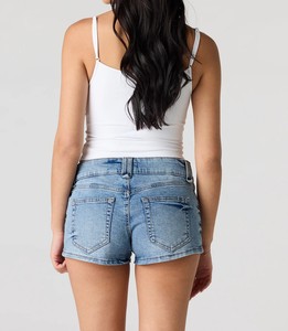 Short en jean micro délavé coupe skinny taille basse décontracté respirant pour l'été - Product Image 2