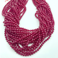 Perles de Corindon Rouge Rubis Naturel Facettées Rondes en Vrac pour Fabrication de Bijoux DIY, Pierres Précieuses en Cristal, Fil en Gros, Personnalisation OEM