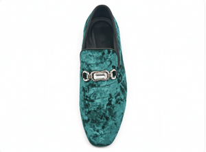 Mocasines de terciopelo verde para hombre, zapatos de vestir sin cordones, punta redonda, hebilla de metal, transpirables, ligeros, para oficina, boda - Product Image 4