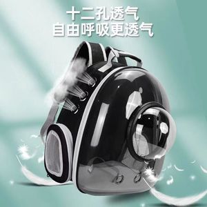 Comfortable Breathable Pet <b>Backpack</b> 33x42x28 Cm Oxford Fabric For Cat Dog Travel Carrier Transparent Space Capsule Design - Product Image 3
