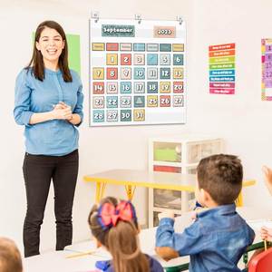 Calendrier mensuel de classe en tissu blanc pour cartes de 2,75 x 2,75 pouces – Indispensable pour l'école et l'organisation à domicile - Product Image 5
