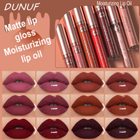 Ensemble de 12 rouges à lèvres liquides mats effet velours, rouge foncé, brun, kit de gloss à lèvres, imperméable, hydratant, huile à lèvres transparente