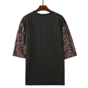T-shirt da donna con paillettes, girocollo, a mezza manica, vestibilità ampia, con stampa personalizzata 'It's My Birthday' - Product Image 4