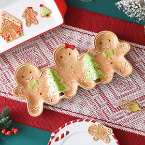<strong>Christmas</strong> Gingerbread Man Long Ceramic Travel Design Cartoon <strong>Christmas</strong> <strong>Eve</strong> Holiday Decoration <strong>Plate</strong> for Cake and Snacks - Product Image 3