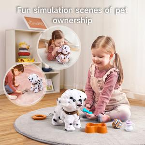 Tumama çocuklar interaktif peluş elektronik köpek oyuncak pil işletilen Barking yavru seti tasma kontrollü bebek yürüyüş yavru oyuncak - Product Image 5