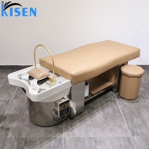 Kisen Ceramic Thai Lay Down Washing Chair Salon Furniture Customize Color Head Spa Shampoo Chair <b>Bed</b> for Therapy - Product Image 1