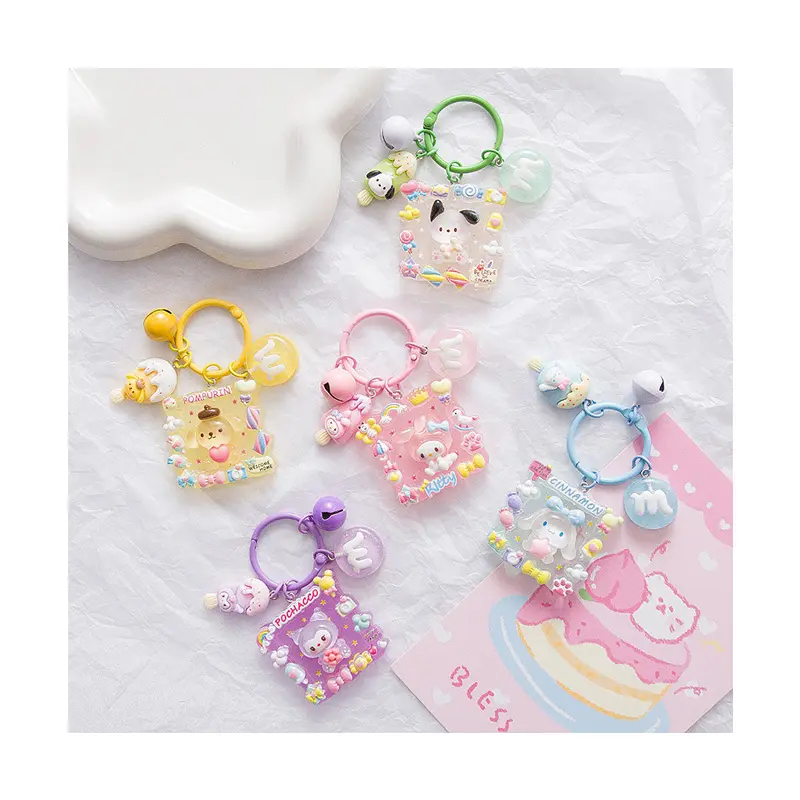 Kawaii phim hoạt hình Epoxy khung ảnh Keychain điện thoại chuỗi mặt dây chuyền DIY Túi treo đồ trang trí