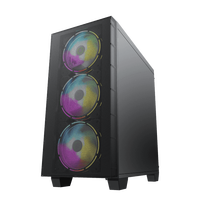 GAMEMAX Used 2022 Factory Design Micro ATX Mid Tower PC Case HD USB3.0 12cm Tempered Glass Black Cooling Fans Gaming Computer