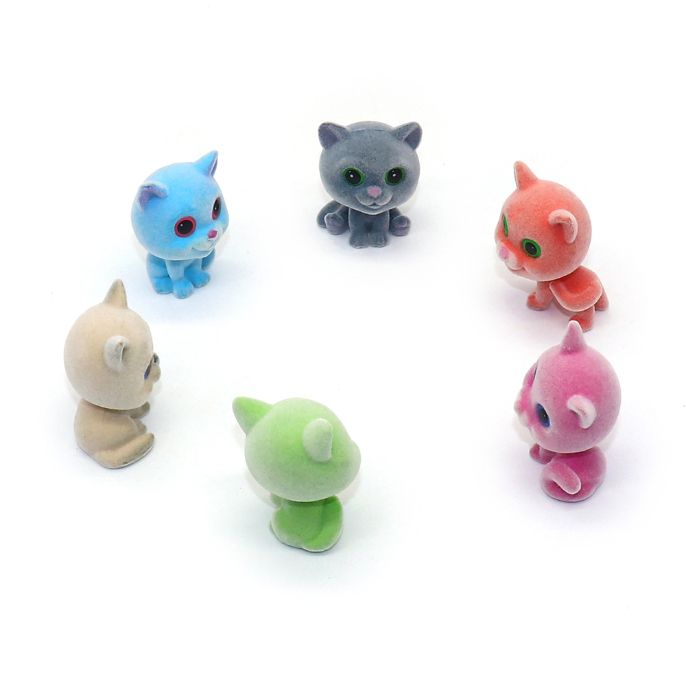 Пластиковая фигурка из ПВХ для капсул, игрушечная кошка, ниспадающая игрушка, мини-животное, флокирующая торговая игрушка