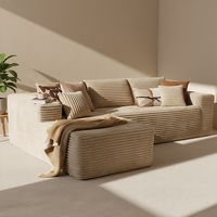 Juego de Sofás Seccionales Modulares de Lujo Moderno, Tela de Pana, Espuma Comprimida, Muebles de Sala de Estar, Sofá en Forma de L