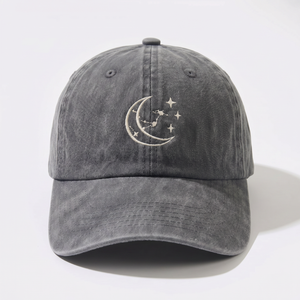 หมวกเบสบอลปักโลโก้ 6 แผง แบบ OEM สั่งทำได้ สีเทา ผ้าฝ้ายฟอกทรงไม่แข็งแบบ Dad Hat - Product Image 3