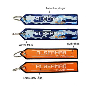 Promotional Wholesale <b>Custom</b> Brand Name Travel Souvenir Woven Embroidery Logo Fabric Keychains Keychain <b>Key</b> Tag - Product Image 2