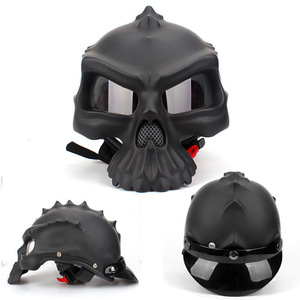 <span class=keywords><strong>Casco</strong></span> da <span class=keywords><strong>Moto</strong></span> Elegante e Unico con Design Intercambiabile a Doppio Lato, <span class=keywords><strong>Casco</strong></span> <span class=keywords><strong>Teschio</strong></span> in ABS Universale per Tutte le Stagioni - Product Image 2