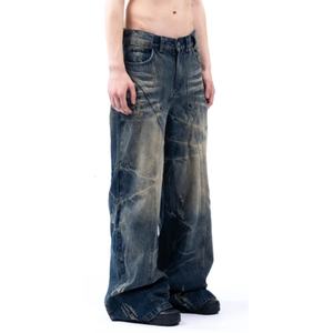 Wholesale 100% Cotton <b>Soft</b> Comfortable Distressed Loose Fit <b>Jeans</b> Deconstruct Design Hand Make Effect Washed Blue Men's <b>Jeans</b> - Product Image 6