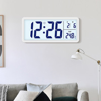 Reloj de Pared Digital Nórdico con Pantalla Grande, Temperatura, Humedad, LCD Luminoso, Fecha de 24 Horas, Termómetro Decorativo de Plástico