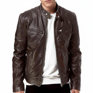 Chaqueta de Motocicleta Premium para Hombre, Invierno, Negra, 100% Poliéster, Estilo Vintage, Cierre de Cremallera Marrón, Tallas Grandes, OEM, Imitación Piel de Oveja - Product Image 1