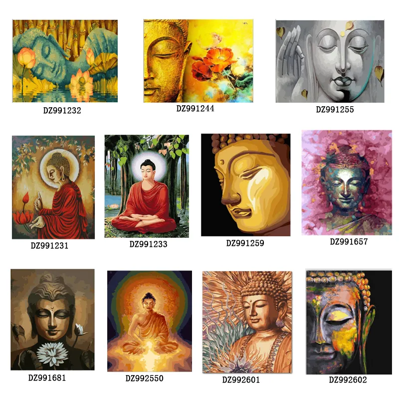 CHENISTORY buddha pictures canvas art painting diy oil paint by numbers custom paint by numbers set wall decor seven wall arts