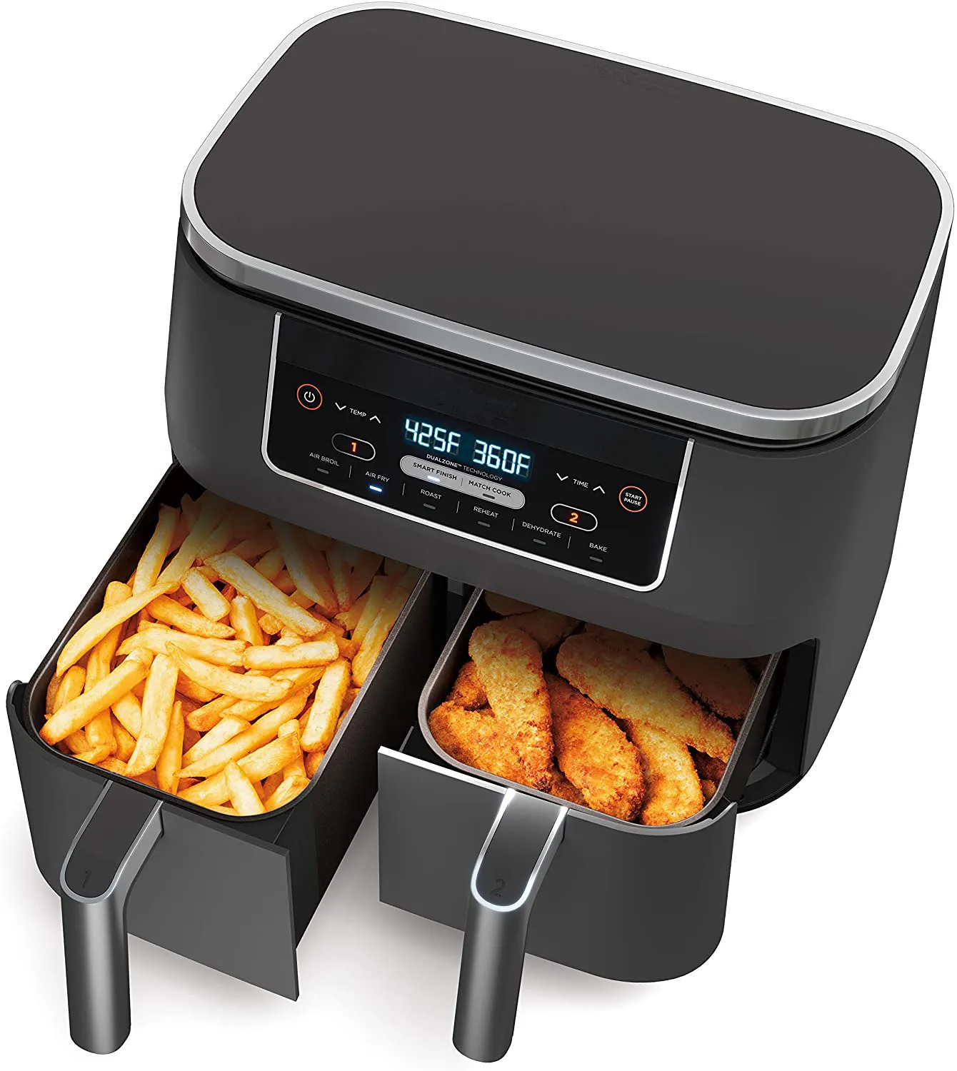 Double Air Fryer 9L - 2 x 4.5L Independent Cooking Dual Zones 6 in 1 Digital LED Display Healthy Oil double free Fryer