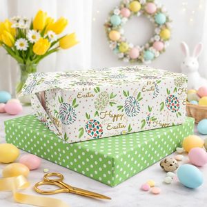 Easter Wrapping <b>Paper</b> <b>Roll</b> 17x33 Feet Floral Spring Design Double Sided Eco Friendly Gift <b>Wrap</b> For Holiday Baby Shower Birthday - Product Image 5