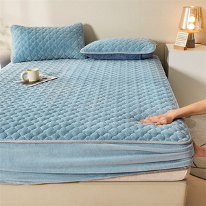 Juego de sábanas bajeras de lana de leche 150x200 + 30cm, funda protectora antideslizante suave y aterciopelada para protector de colchón de cama y funda de almohada - Product Image 6