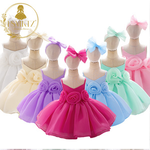 Abiti da Principessa per <span class=keywords><strong>Neonata</strong></span> con Maniche a Sbuffo Senza Maniche Stampa Floreale in Raso Formale Lunghezza al Ginocchio ODM per Bambine 0-2 Anni Tutte le Stagioni - Product Image 1