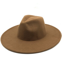 Chapeau Panama en feutre à large bord de 9,5 cm pour femmes et hommes, avec logo personnalisé, chapeau Fedora en feutre à large bord