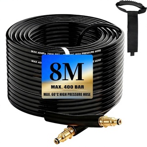 Tuyau haute <span class=keywords><strong>pression</strong></span> noir de 8 m, 600 g, Krcher K2 K3 K4 K5 K7, 400 bars (5800 PSI), système de connexion rapide Click, extension pratique - Product Image 1