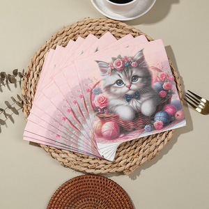 Printed Cat-Themed Paper Napkins 330mmx330mm For Themed Party Decorations - Product Image 4