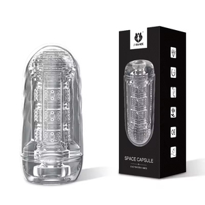 Exerciceur de pénis masculin transparent, godet de masturbation à compression, ventouse, vagin de poche, jouet intime portable pour adulte - Product Image 1