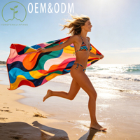Colorful Wave Printed Beach Towel Microfiber Quick Dry Sand Free Lightweight Oversized Custom Print Beach Towels OEM ODM