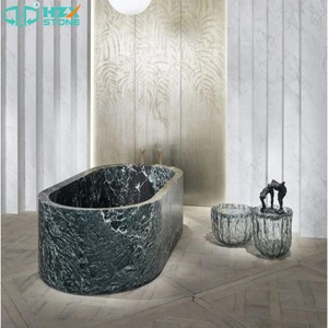 Baignoire autoportante en marbre poli HZX Alps, moderne, artisanale, avec bain à remous, étanche, pour villa, hôtel/appartement, sur mesure - Product Image 1