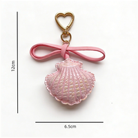 Porte-clés Coquillage Série Océan Mignonne en Cuir PU Durable Style Moderne avec Broderie Artisanale, Breloque de Sac Pendentif
