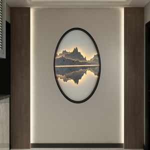 <b>Wall</b> Lamp Oval 3D Landscape Painting Led <b>Light</b> Source E27 <b>Switch</b> Control For Entrance Hall Sofa Background Custom Made - Product Image 1