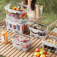 Caja portátil para conservar alimentos, caja de almacenamiento sellada de plástico de calidad alimentaria, caja moderna transparente de doble capa para acampar al aire libre