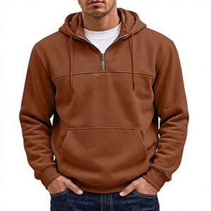 Men's Brown Pullover Hoodie Regular Fit Fleece Casual Hooded <b>Sweatshirt</b> Kangaroo Pocket Drawstring Winter Wear 100% Polyester - Product Image 1