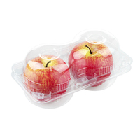 Kristalheldere wegwerp PET doos met klep, voor appels, met scharnier, verpakking voor vers fruit, transparante plastic doos