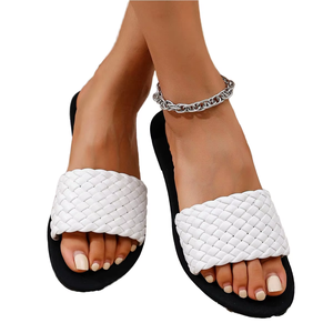 Sandalias de plataforma retro para mujer, ligeras, cómodas, planas, de PU, con suela exterior de PVC duradera. - Product Image 1
