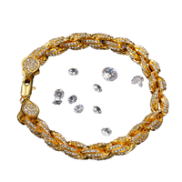 Collier Chaîne Cubaine Miami en Alliage Plaqué Or avec Zircon et Cristal Givré, Motif Croix Géométrique 12mm, Style Hip-Hop Rapper