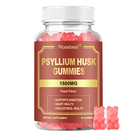 Rosebest China Leverancier Groothandel OEM Private Label Natuurlijke Perzik Smaak 1500mg Psyllium Husk Voedingsvezel Gummies Supplementen