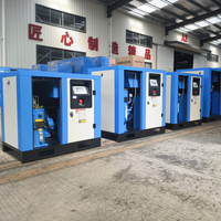 Compresseur d'air portable sans huile à vis 7,5 kW 380 V 3P, réservoir 300 L, 45 CFM, pression réglable 50-145 PSI