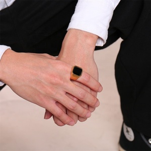 Shenzhen gioielli in acciaio inox piazza unico grande pietra mens black onyx disegni <span class=keywords><strong>anello</strong></span> di barretta - Product Image 2
