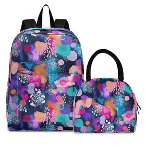 Bohemian Dot Pattern Nylon 2 in 1 Student Backpack Insulated <b>Lunch</b> Tote Custom Logo School Bag <b>Set</b> with <b>Lunch</b> Bag for Girls - Product Image 1